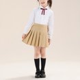 thumbnail image 3 of Mnyotv Girls White Uniform Shirts with Bow Cotton Button Down Shirts Long Sleeve Fall Clothes Tops Size 14-15Y, 3 of 9