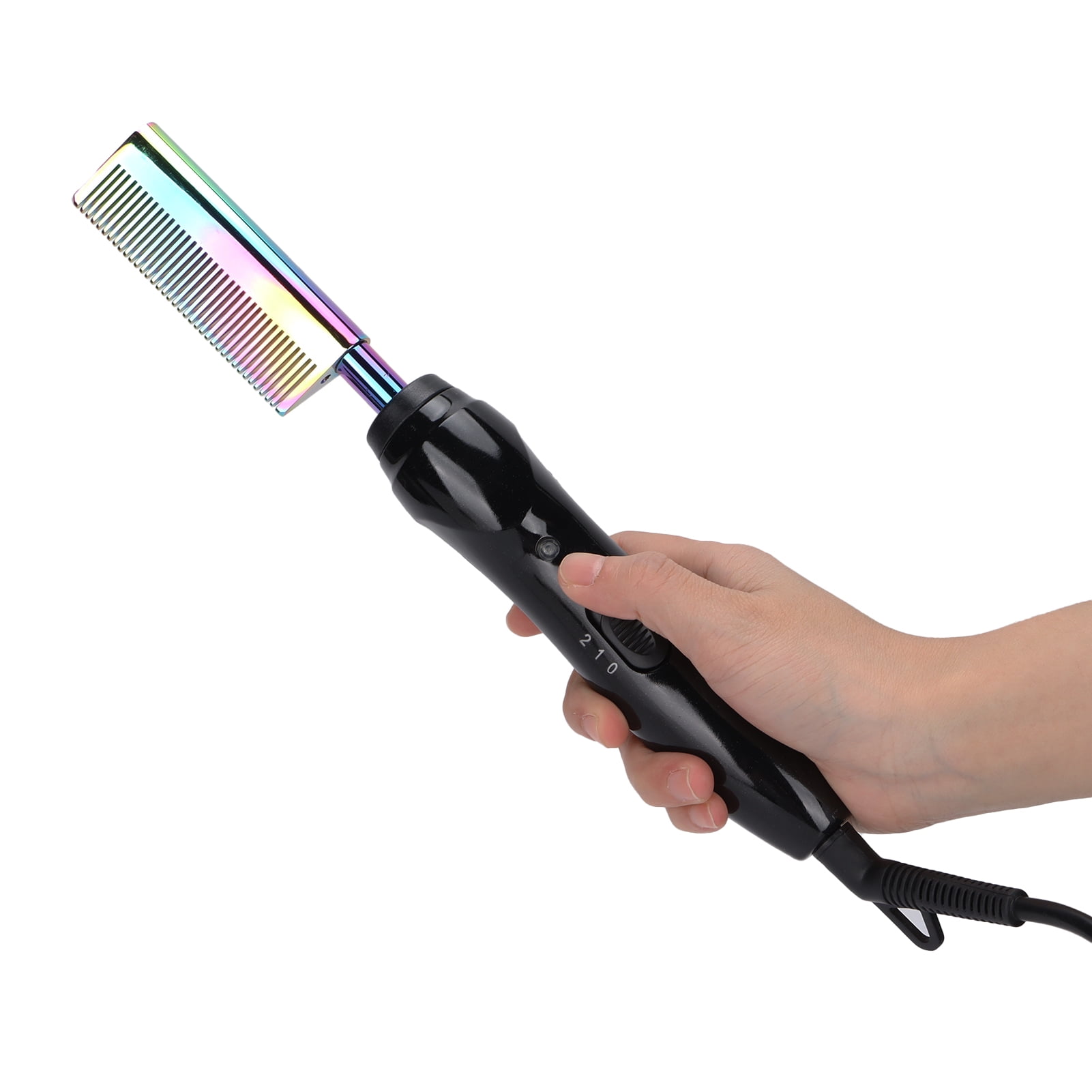 Electric Hot Comb Hair Straightening Straightener Pressing Comb for Long Short Black Hair 100 240V 360 Degree Rotating Power Cord Ceramic Material