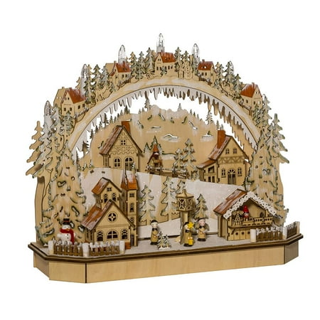 Christmas village house with santa claus 20x20x15 cm 18" LED Lighted Christmas Themed Village House Tabletop Decor - Walmart.com