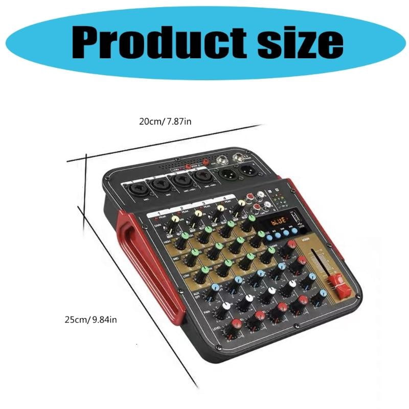 lanema Audios Mixer USB Playbacks 3Band Equalizers for Stage Performances Practice