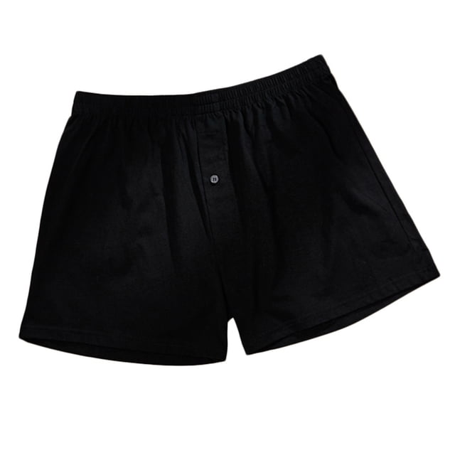 StSilkitty Men's Cotton Boxers Briefs Mid Waist Breathable Stretch Underwear Solid Color Lightweight Button Underpants
