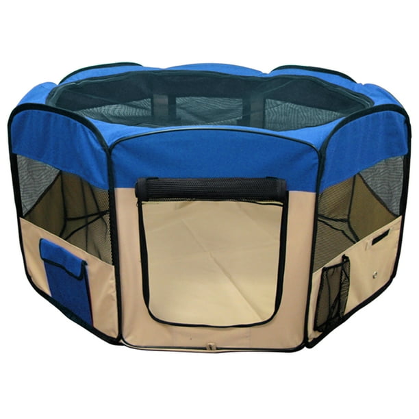 Blue Pet Playpen 45 Exercise Puppy Dog Pen Kennel Folding Design Easy Storage Walmart Com Walmart Com