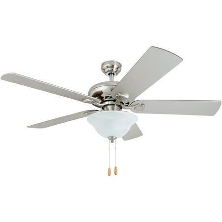 Maple Blade Set (Prominence Home 50754-35 Fischer Traditional 52-Inch Brushed Nickel Indoor Ceiling Fan, LED Bowl Light with Chilled Gray / Chocolate Maple Blades and 3 speed)