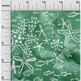 thumbnail image 2 of oneOone Cotton Poplin Twill Green Fabric Starfish & Fish Diy Clothing Quilting Fabric Print Fabric By Yard 56 Inch Wide, 2 of 6