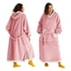 thumbnail image 1 of Manta portátil con capucha Bedsure para mujer, larga, sherpa, rosa, 1 of 6