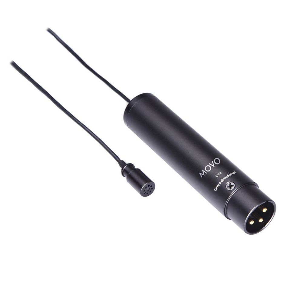 Movo LV4O XLR Phantom Power Lavalier Omnidirectional Microphone, with
