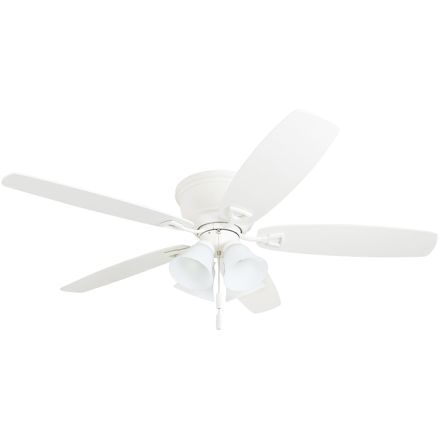 Large 52" Ceiling Fan Clean White Maple LED Light Kit Flush Mount Low Clearance 
