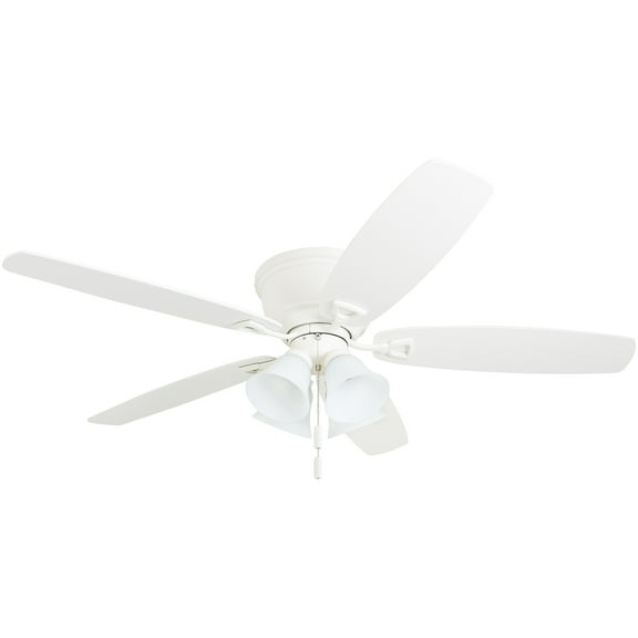 Honeywell Glen Alden 52" White Indoor Ceiling Fan with Light, 5 Blades, Pull Chains & Reverse Airflow