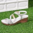 thumbnail image 5 of CYMMPU Women's Glitter Crisscross Strap Wedge Sandals, Open Toe Slip On Slingback Summer Outdoor Footwear Silver 41, 5 of 9