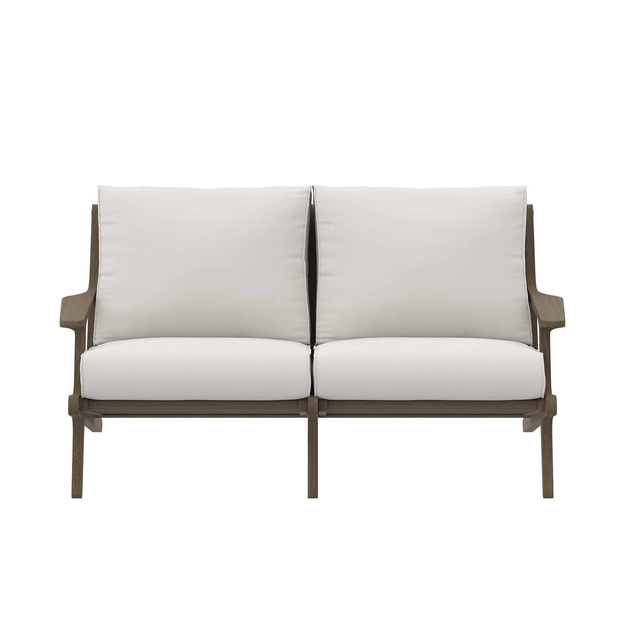 Saratoga Outdoor Patio Teak Wood Loveseat in Weathered Gray White