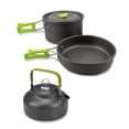 thumbnail image 3 of Utensilios de cocina al aire libre Camping Cocina Cocina Kit Kit de utensilios de cocina Portátil plegable Mango aislado Pan Mochilero Hervidor de agua Verde 3 piezas kenally OD003503-03B, 3 of 7
