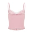 thumbnail image 3 of Caoirhny Women's Cami Crop Tops Tight Fitted V Neck Backless Front Twist Ruched Lace Trim Adjustable Spaghetti Strap Tank Tops for Summer, 3 of 9