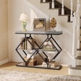 thumbnail image 5 of Industrial 3-Tier Entryway Table with Diamond-Shaped Metal Frame - Console Sofa Table with Open Shelves for Hallway & Foyer, 5 of 5