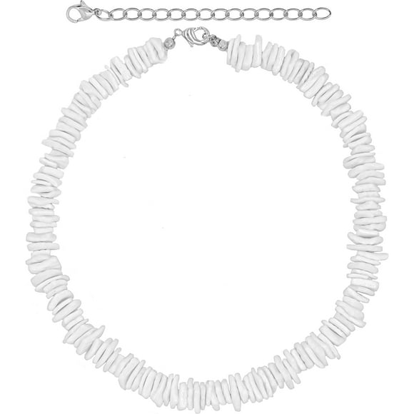 GHSDFBB White Puka Shell Neckace for Men and Women-Hawaiian Clam Chip Surfer Necklace for Men and Women-Trendy Summer Beach Shell Necklace Choker for Men and Women-Seashell VSCO Beach Choker