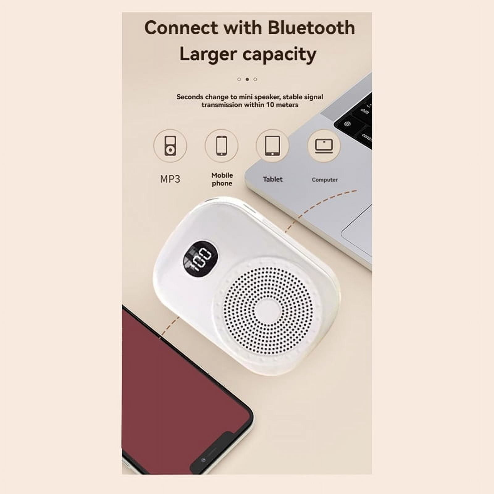 Wireless Voice Amplifier Multifunctional Portable Personal Voice Speaker with Microphone Display for Teachers Speech A