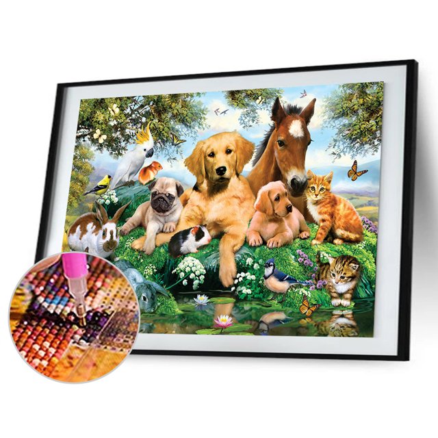 Cuadros Decorativos 5D bricolaje completo taladro diamante pintura animales Cruz puntada mosaico Kit (05) Ehuebsd embutido en tela
