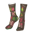 thumbnail image 6 of Goofa Ho Ho Ho Merry Christmas for 16in Socks, Funny Novelty Crazy Design Cotton Socks Sports Socks Knee High Socks For Men, Women,1Pairs - Gift For Working Friends, 6 of 7
