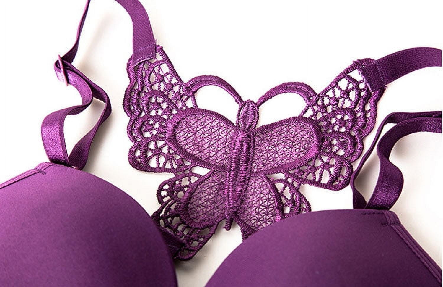 Elegant Lace Sexy Bra Set (Purple) 16718, Women's Fashion, New