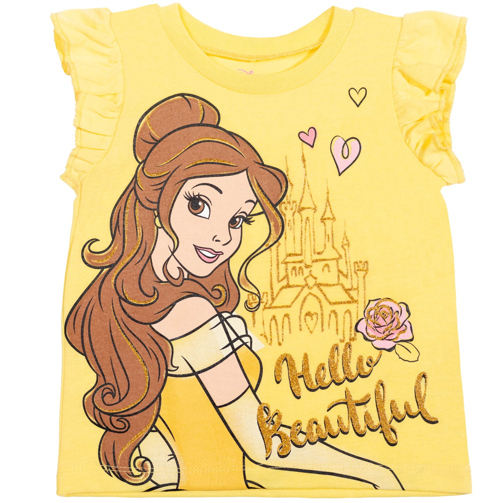 Disney Princess Belle Toddler Girls T-Shirt and French Terry Shorts Outfit Set Infant to Big Kid