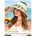 thumbnail image 4 of Womens Beach Straw Sun Hats Ponytail Hole Wide Brim Summer Visor Foldable Hat Sun Protection Packable for Travel Pool, 4 of 5