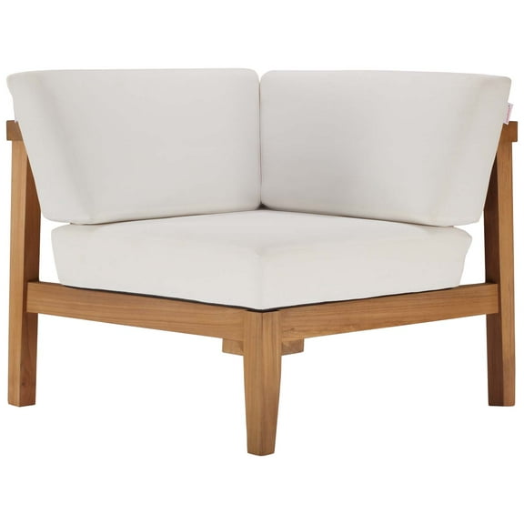 Sofa Corner Chair, Wood, Brown Natural White, Modern Contemporary Urban Design, Outdoor Patio Balcony Cafe Bistro Garden Furniture Hotel Hospitality
