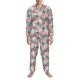 thumbnail image 3 of Naloa Tropical Leaves Men’s Pajamas Set - Long Sleeve Button Down Sleep Shirt and Pajama Bottoms Sleepwear Set-XX-Large, 3 of 7