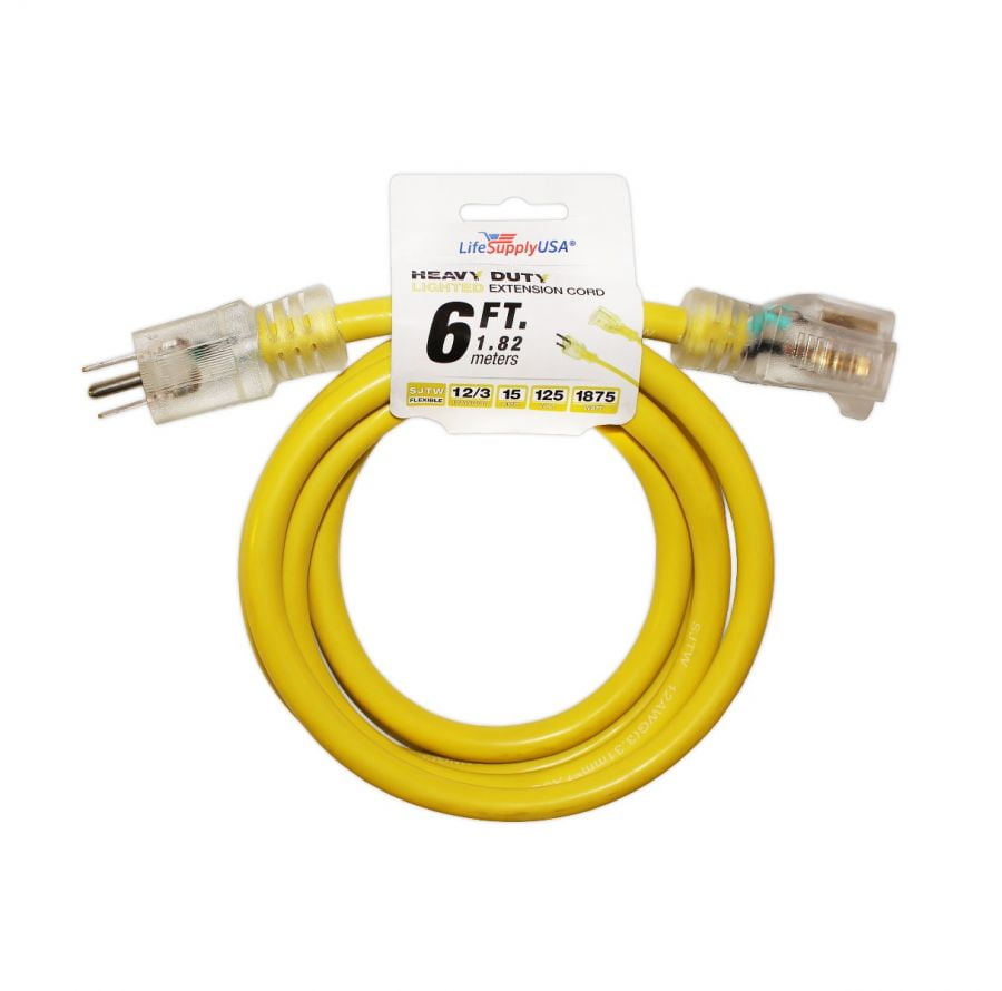 LifeSupplyUSA 2 Pack 10//3 75ft SJTW Lighted End Extension Cord 75 Feet 1875 Watt Super Heavy Duty Outdoor Jacket 125 Volt 15 Amp