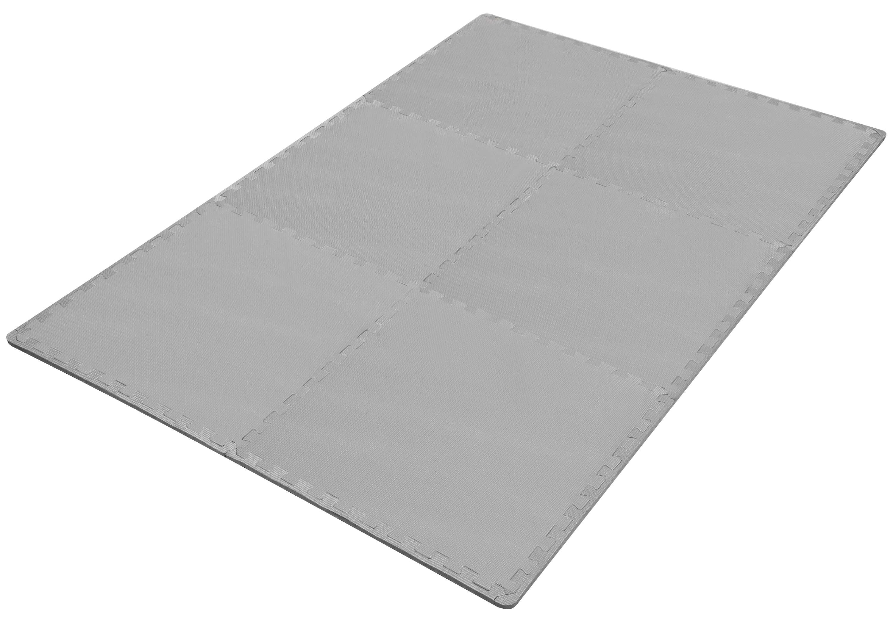 Puzzle Exercise Mat with EVA Foam Interlocking Tiles for MMA, Exercise, Gymnastics and Home Gym Protective Flooring, 1/2" Thick, 144 Square Feet, Gray