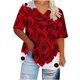 thumbnail image 4 of Xuyuer Women's Plus Size Leisure V-Neck Short Sleeve Printed Base Layer Shirt, Comfortable Casual Top for Everyday Wear, Relaxed Fit and Versatile Layering, 4 of 5