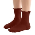 thumbnail image 4 of Fancifize Girls Cotton Mid Sock Casual Soft Solid Color Daily Wearing Ribbed Socks for Kids,Wine,1-3 Years, 4 of 5