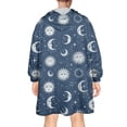 thumbnail image 2 of Wearable Oversized Blanket,Dark Blue Sun Moon Star Pattern Wearable Blanket Hoodie for Adults,Cozy Hooded Blankets with Super Pockets,Super Warm Fuzzy Pullover for Women & Men, 2 of 6