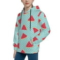thumbnail image 2 of Fotbe Watermelon Pattern Youth Pullover Hooded Sweatshirt, Boys Hoodie, Kangaroo Pocket Hoodie for Kids Girls -Large, 2 of 6