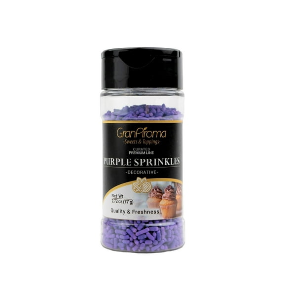 GranAroma Purple Sprinkles, Decorative, Soft, Cakes & Cupcakes 2.72 Ounce