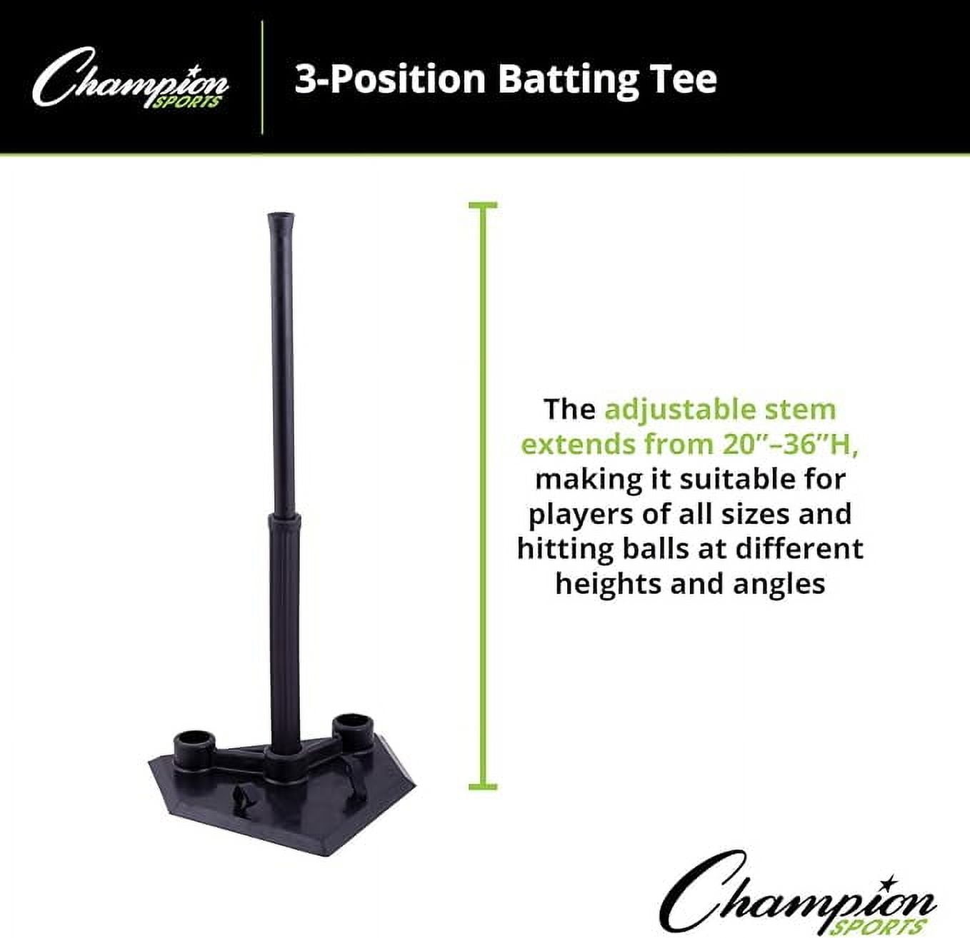 Champion Sports 3-Position Batting Tee - Mounted Adjustable Telescopic Batting Tee With 3 Hitting Zones