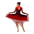 thumbnail image 2 of Oyolan Women Asymmetrical Praise Dance Dress Long Sleeve Contemporary Dance Costumes Red M, 2 of 7