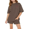 thumbnail image 2 of EnJoCho Boys 2 Piece Casual Outfit Summer Short Sleeve T-Shirt and Track Shorts Set Round Neck Basic Tracksui𝗍 Sportswear Playtime Comfort, 2 of 6