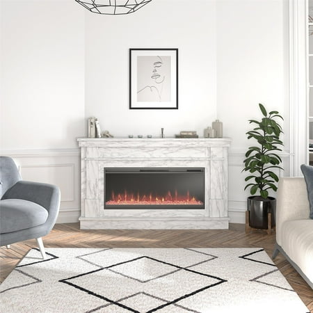 Novogratz Waverly Wide Mantel, White Marble