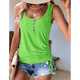 thumbnail image 5 of Camisetas Sin Mangas con Cuello en U para Mujer, Camisetas Informales de Verano con Botones Sueltos y Sin Mangas Tipo Henley Verde Hierba M, 5 of 10