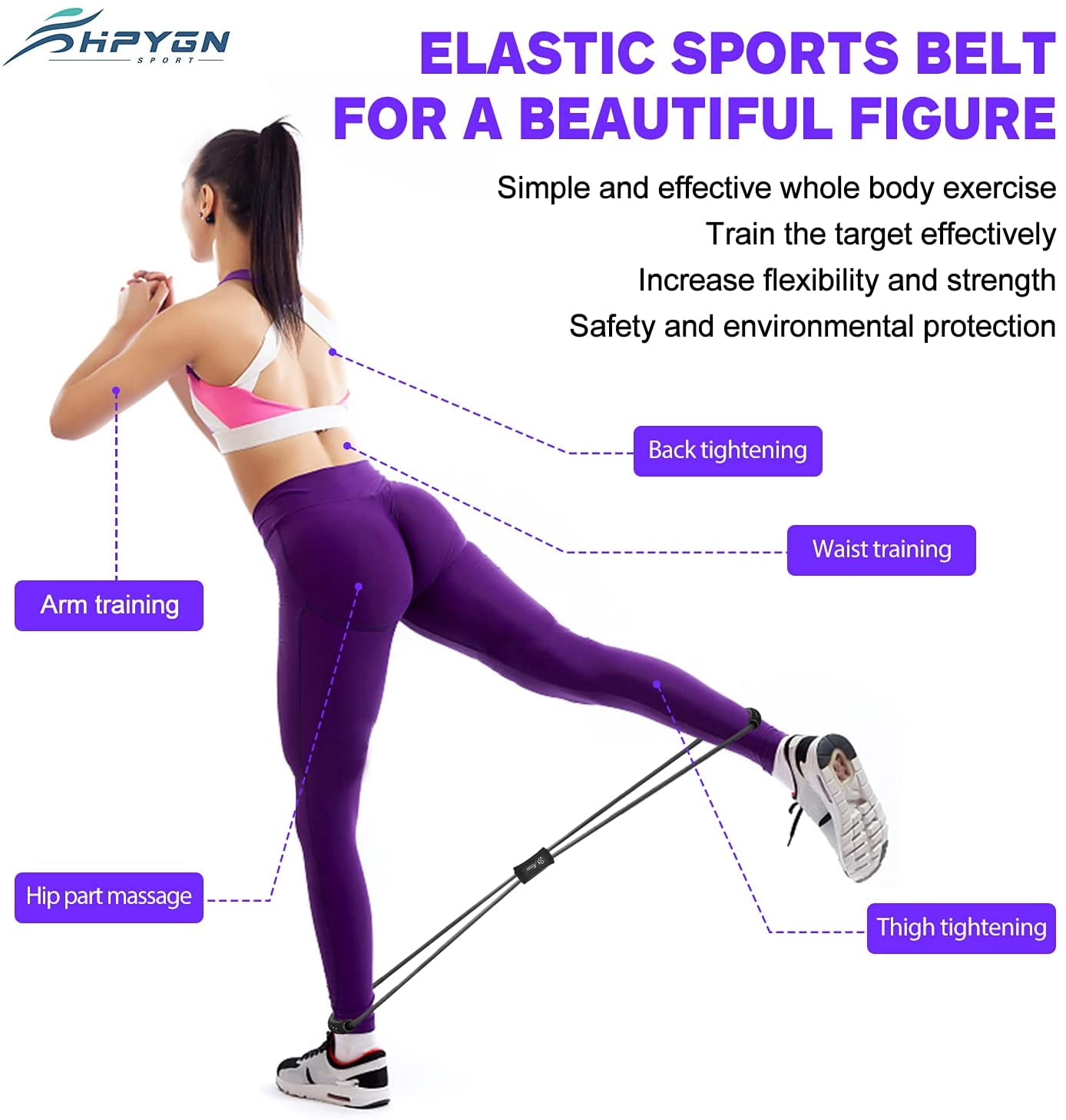 JJEAN-Resistance Bands, Figure 8 Exercise Bands for Women Men, 8 Shaped Resistance Bands for Arms, Chest Expander, Yoga Gym Fitness Pulling Rope 8 Word Elastic for Exercise Muscle Training Tubing