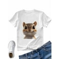 thumbnail image 4 of Women's T-Shirt Cute Squirrel Short Sleeve Casual Tee Classic Crew Neck T Shirt for Women White, 5XL, 4 of 7