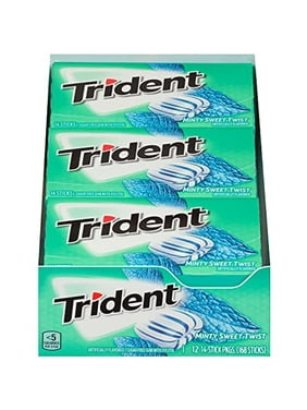 Trident Minty Sweet Twist Sugar Free Gum, 12 Packs Of 14 Pieces (168 Total Pieces)