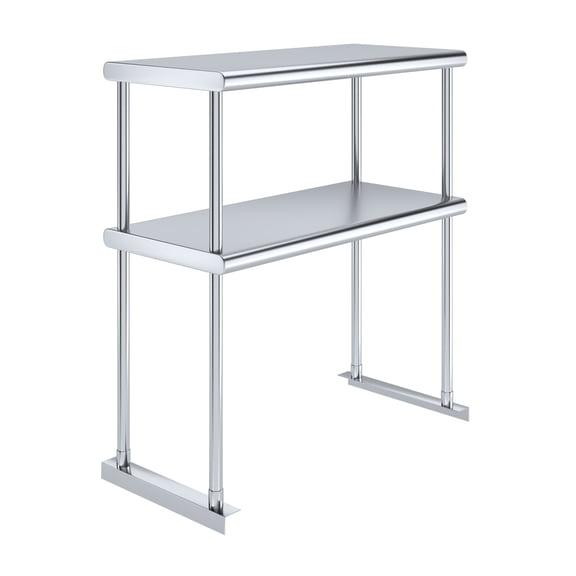 AmGood Stainless Steel Double Deck Overshelf – 14 in. x 30 in. – Heavy Duty, NSF Certified, Commercial-Grade, Adjustable Tiered Shelf for Kitchen Prep Tables and Workbenches