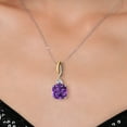 thumbnail image 3 of Gem Stone King 925 Silver and 10K Yellow Gold Purple Amethyst and White Moissanite Pendant 2-Stone Necklace for Women | 6.63 Cttw | Gemstone February Birthstone | Cushion 12MM | With 18 inch Chain, 3 of 6