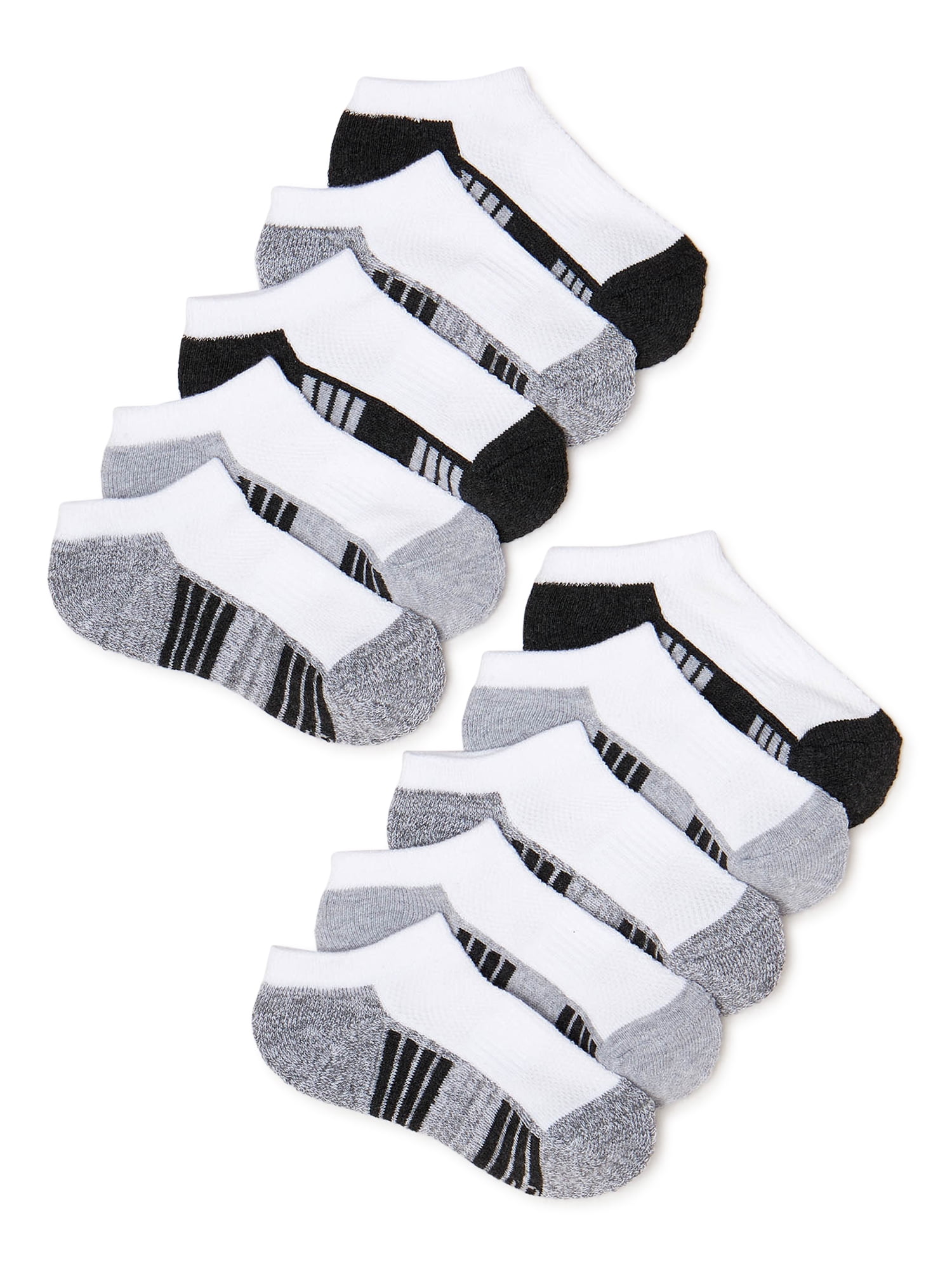 Athletic Works Boys Cushioned No Show Socks, 10-Pack S (4-8.5) - L (3-9 ...