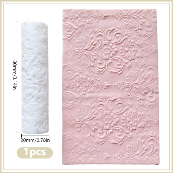 1 pc Polymer Clay Texture Roller Clay Earring Molds Polymers Clay Texture Sheets Polymer Clays Floral Textures Roller Embossing Pottery Textures Rollers for Polymer Clay Earrings Jewelry