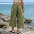 thumbnail image 4 of Women's Capri Palazzo Pants High Waist Wide Leg Summer Beach Pant Trendy Chino Capris Trouser with Pockets, L, 4 of 7