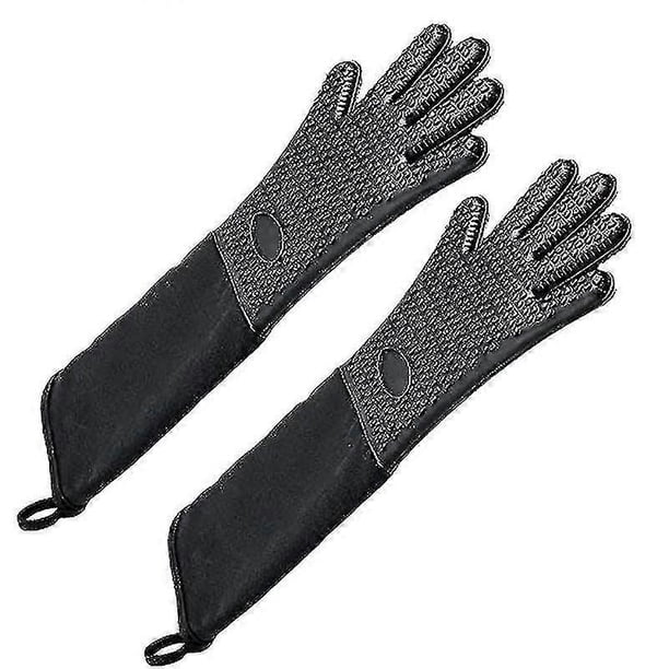 Guante de horno profesional extralargo de silicona, guante de cocina resistente al calor con interior de algodón para cocina, barbacoa, repostería y parrilla.