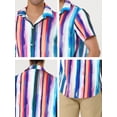 thumbnail image 6 of INSPIRE CHIC Men's Shirt Vertical Striped Button Down Point Collar Short Sleeve  Shirt S Blue Purple, 6 of 6
