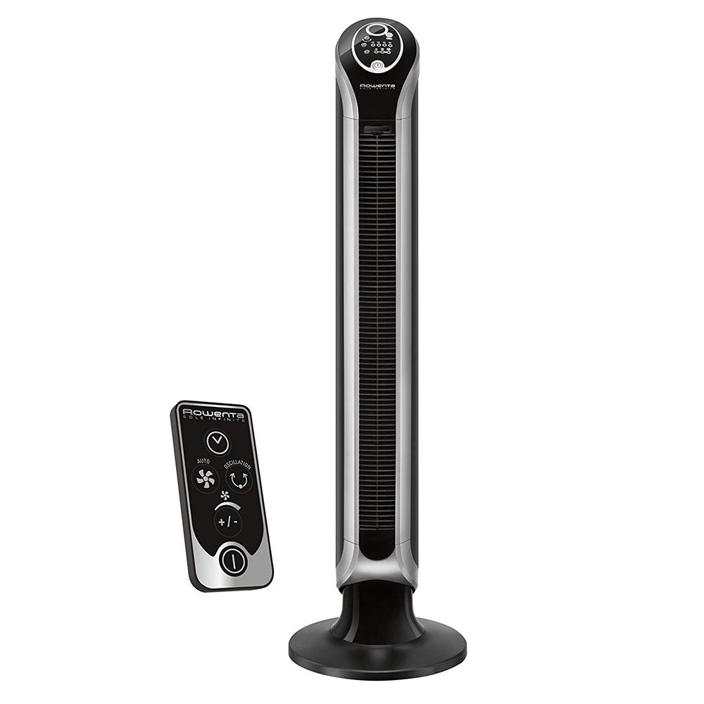 Rowenta VU6670 Fresh 180 Degree Oscillating 3 Speed Tower Fan and Remote, Black