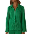 thumbnail image 3 of VISgogo, conjunto de ropa informal de 2 uds para mujer, estampado de flores/patrón abstracto, botones de solapa, camisas de manga larga, Tops con pantalones largos sueltos VISgogo  moda, 3 of 9